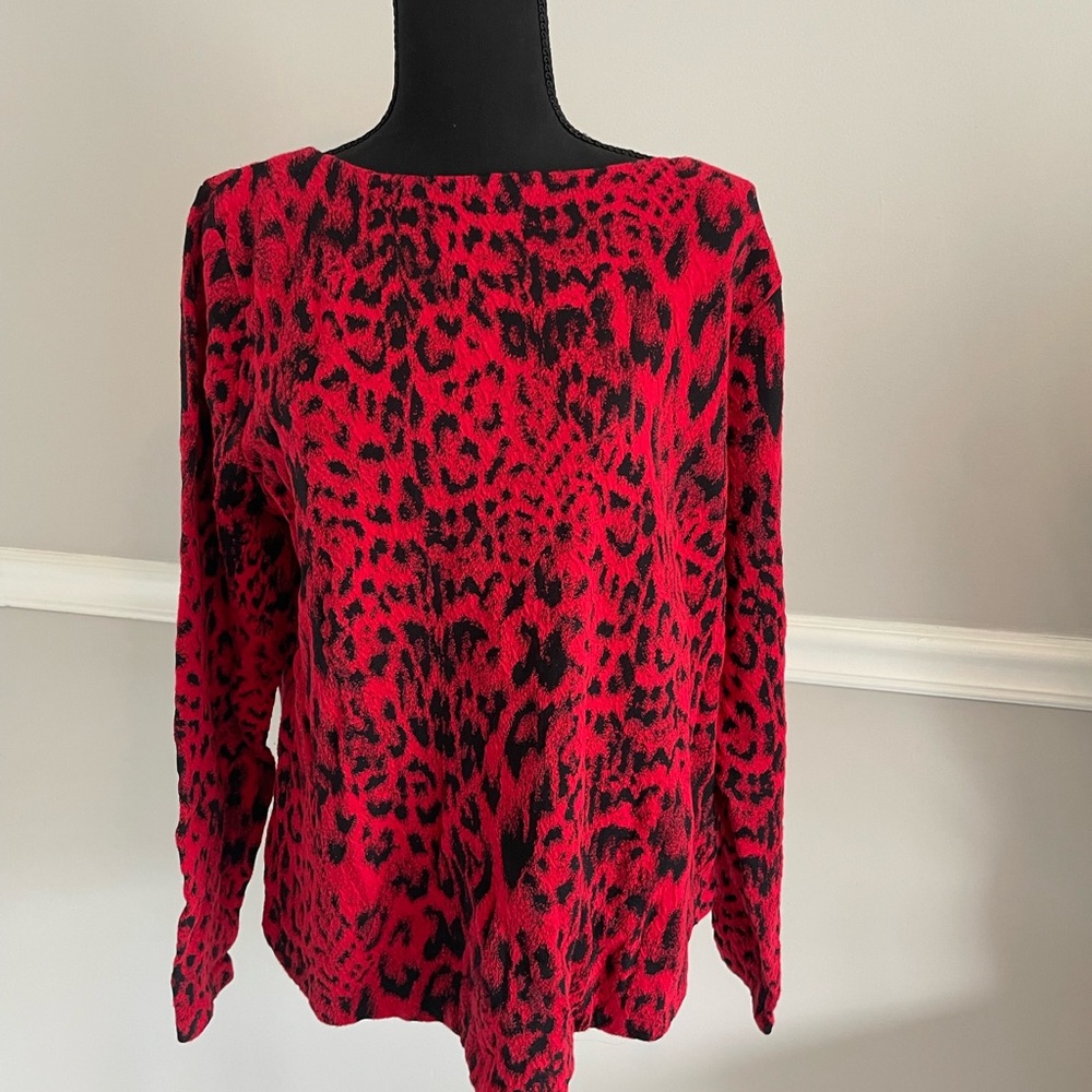 Chicos Red Leopard Print Top